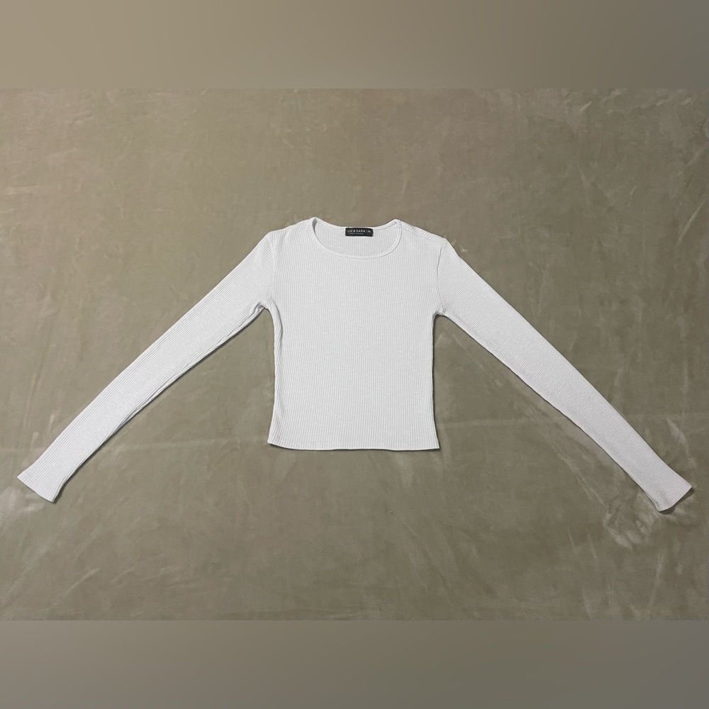 White Long Sleeve Cropped Top